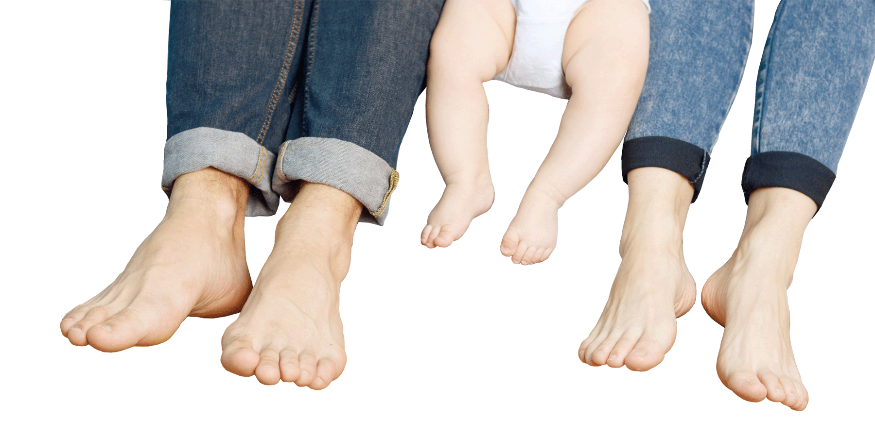 feet of young family on the floor